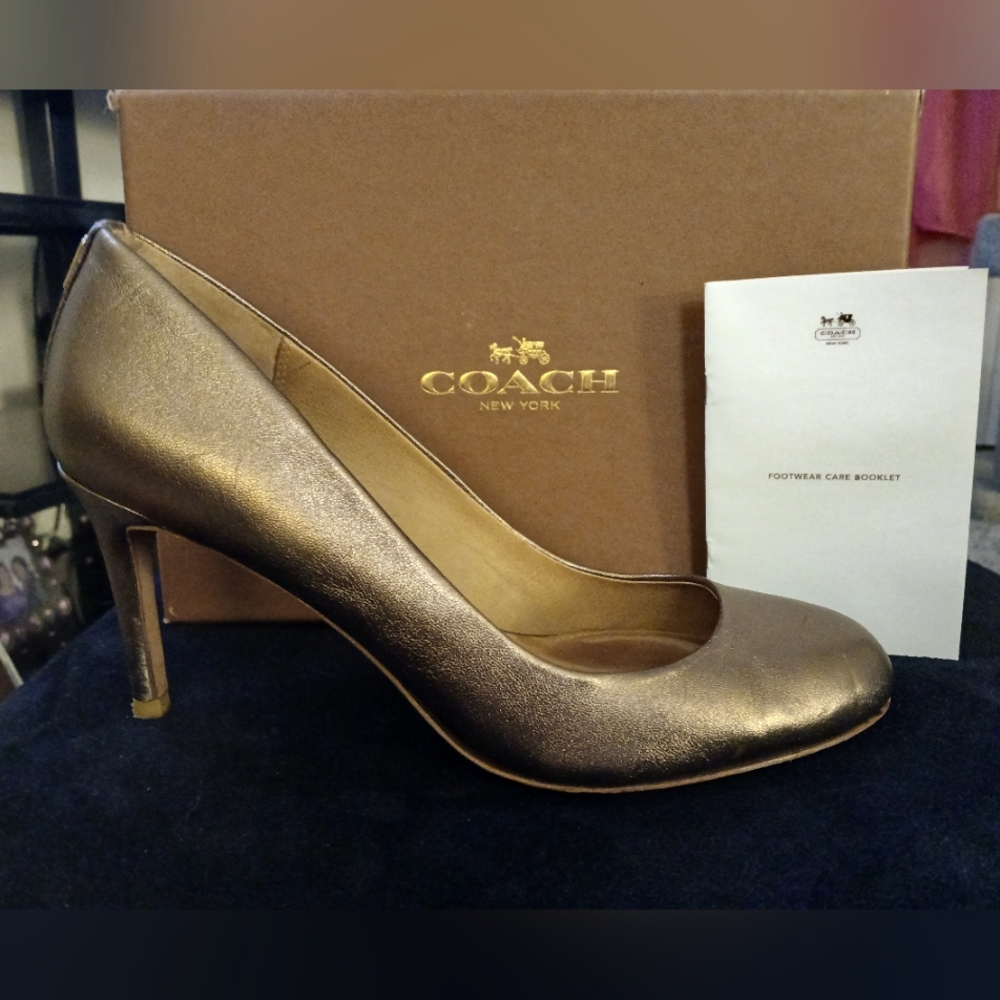 Authentic Coach Rosey Soft Foil Metallic Heels